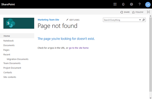 sharepoint online custom page not found_999tech