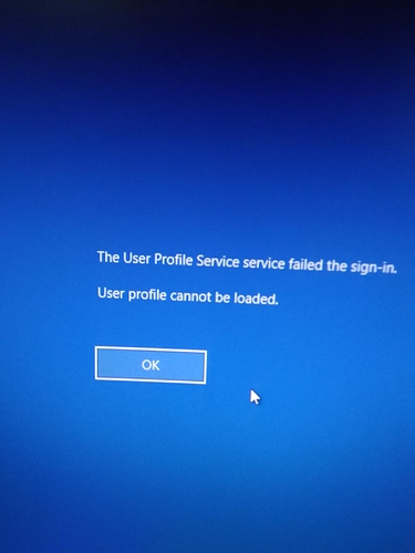 The User Profile Service failed the sign-in 999tech