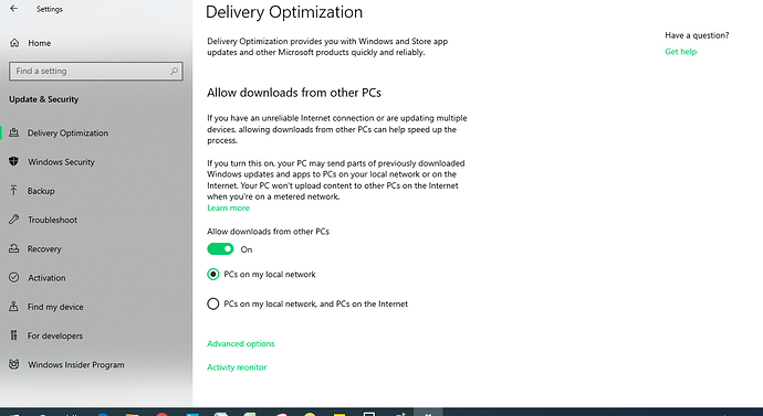Windows update menu missing