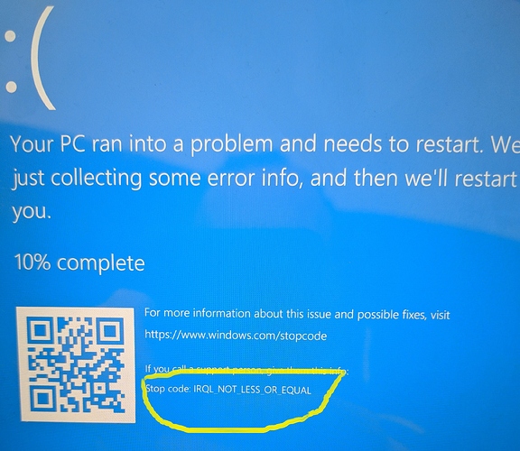 IRQL_NOT_LESS_OR_EQUAL BSOD