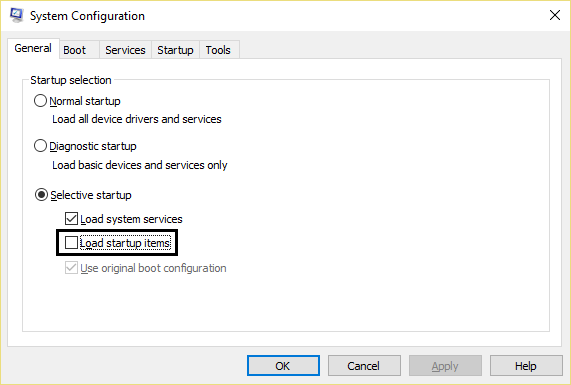 Perform Clean boot in Windows. Selective startup in system configuration