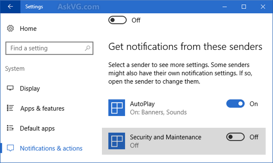 Disable_Security_Maintenance_Notifications_Windows_10_Settings