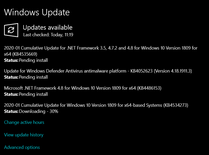 multiple updates not installing 999tech.co.uk