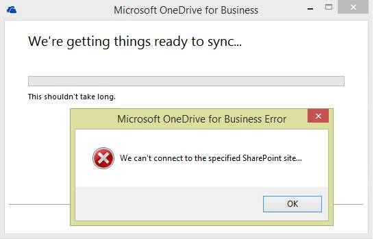 onedrive we can't connect to the specified SharePoint site... 999tech