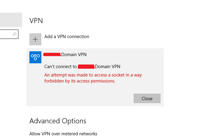 Windows 10 VPN not working showing forbidden error 999tech