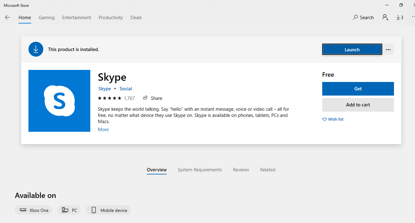 open skype application